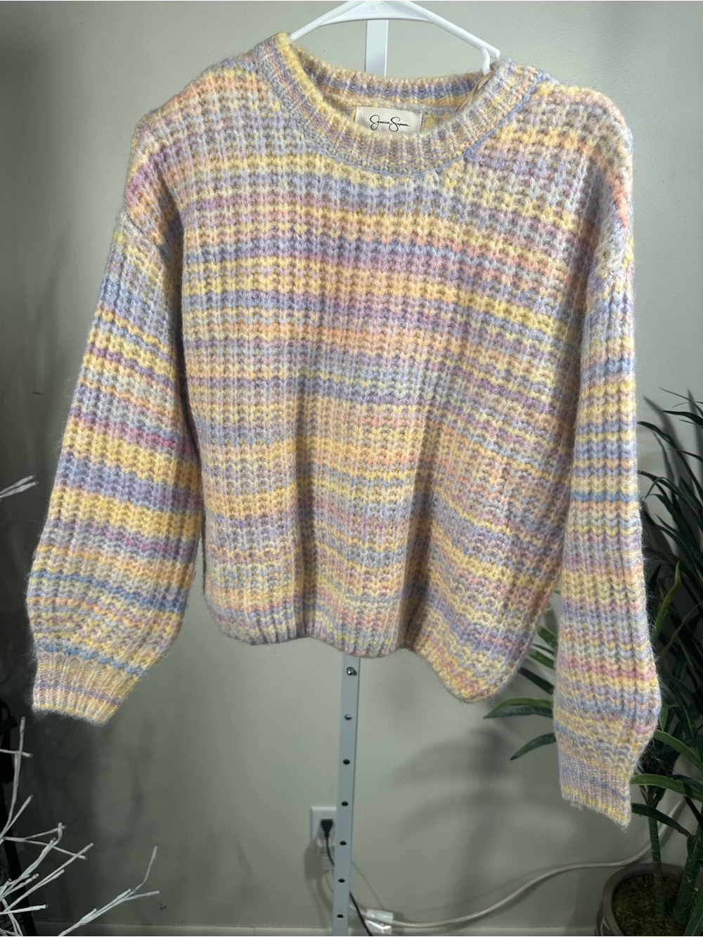 N261. Jessica Simpson Pastel Striped Knit Sweater - Soft Multi Pastel
